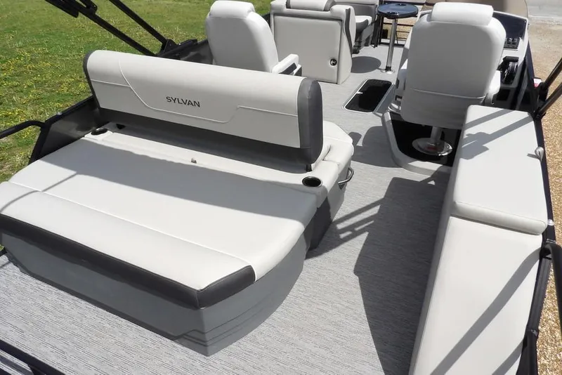 Slide: The Image of 2026 Sylvan X3 CLZ DH boat interior with spacious seating and modern design. - 36