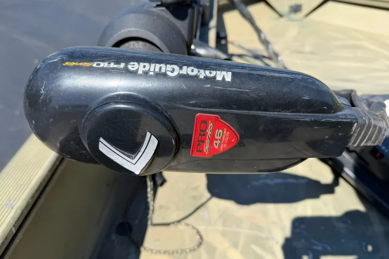 Slide: The Image of MotorGuide Pro Series 46 trolling motor on 2008 Tracker Grizzly 1648 T Blind Duck Edition. - 7