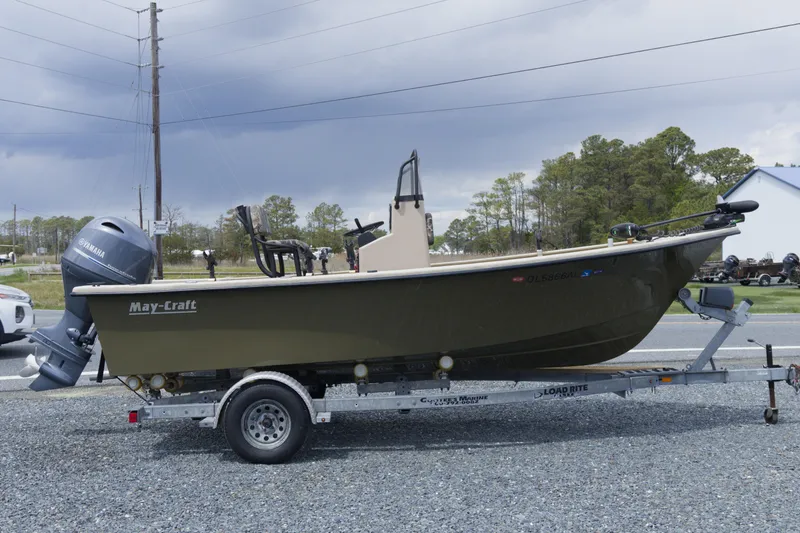 The Image of 2018 May-Craft 1800 Skiff boat on trailer with Yamaha outboard motor. - 1