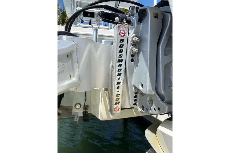 Slide: The Image of Close-up of a 2021 Pair Customs 24 Center Console MV boat engine mount. - 5