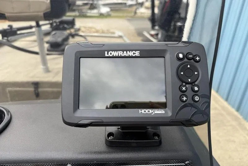 Slide: The Image of Lowrance Hook Reveal fish finder on 2026 Tracker Bass Tracker Classic Limited boat. - 19