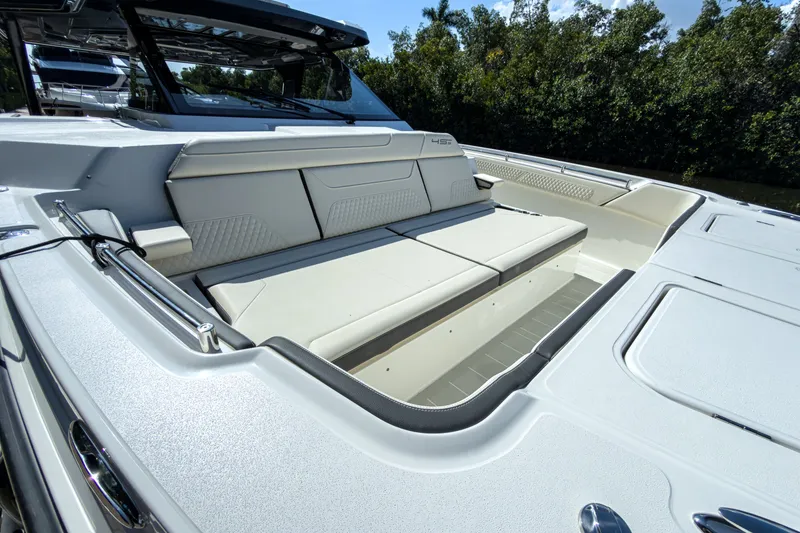 Slide: The Image of Luxurious seating on the 2026 Aquila 45 Sport yacht. - 22