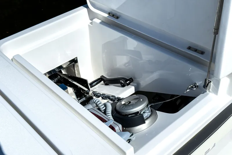 Slide: The Image of Anchor compartment of 2026 Aquila 45 Sport with winch. - 25