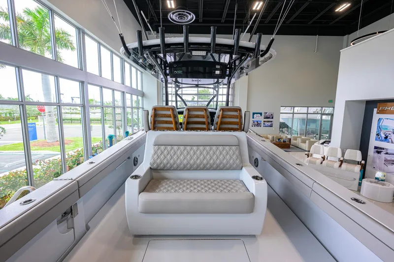 Slide: The Image of Luxurious interior of 2026 Valhalla Boatworks V-37 with plush seating and modern design. - 36