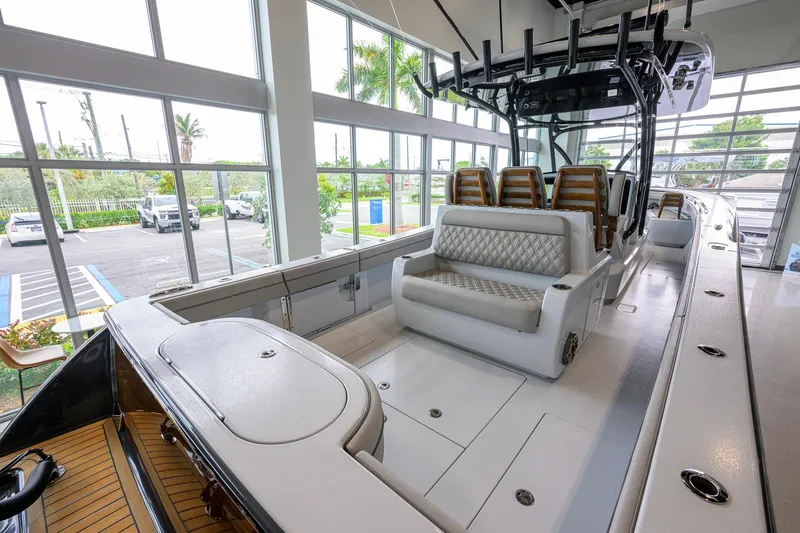 Slide: The Image of 2026 Valhalla Boatworks V-37 interior with luxurious seating and modern design. - 40