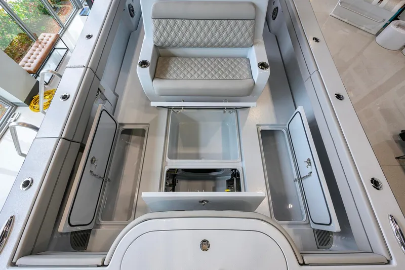 Slide: The Image of 2026 Valhalla Boatworks V-37 interior with seating and storage compartments. - 41