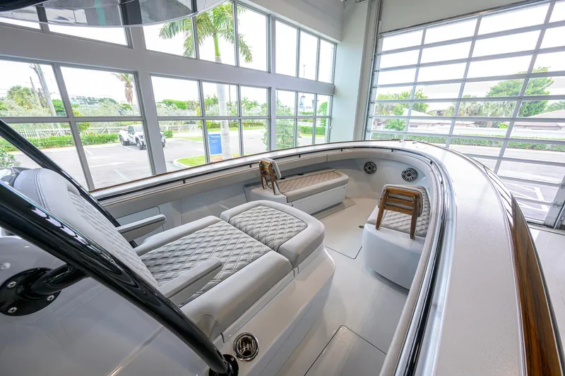 Slide: The Image of 2026 Valhalla Boatworks V-37 interior with luxurious seating and modern design. - 9