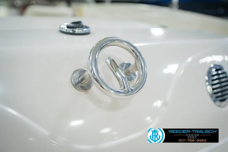 Slide: The Image of Close-up of a 2005 Tahoe Q4 boat's chrome cleat and vent detail. - 54