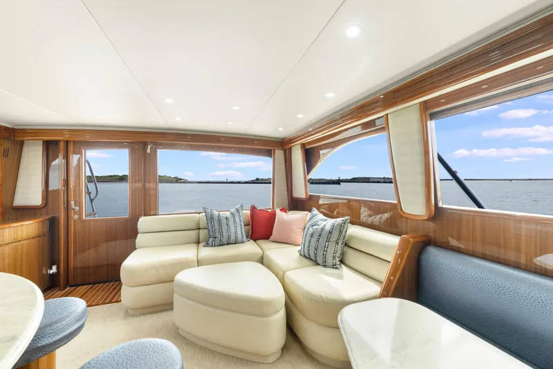 Slide: The Image of Luxurious interior of 2009 Viking 50 Convertible yacht with scenic ocean view. - 21