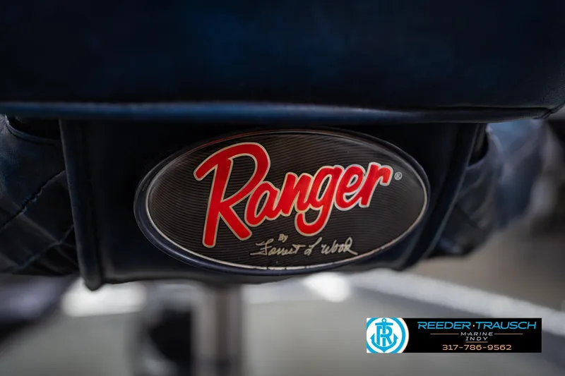 Slide: The Image of Close-up of 2007 Ranger 188 VS logo on a boat seat. - 43