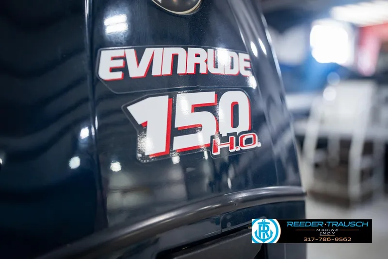 Slide: The Image of Close-up of Evinrude 150 H.O. engine on 2007 Ranger 188 VS boat. - 53