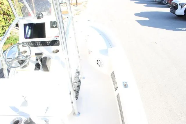 Slide: The Image of Interior view of 2024 Pathfinder 2200 TRS boat deck. - 10