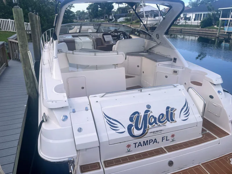 Slide: The Image of 2005 Regal 3560 Express Yacht in Tampa, Florida marina. - 2