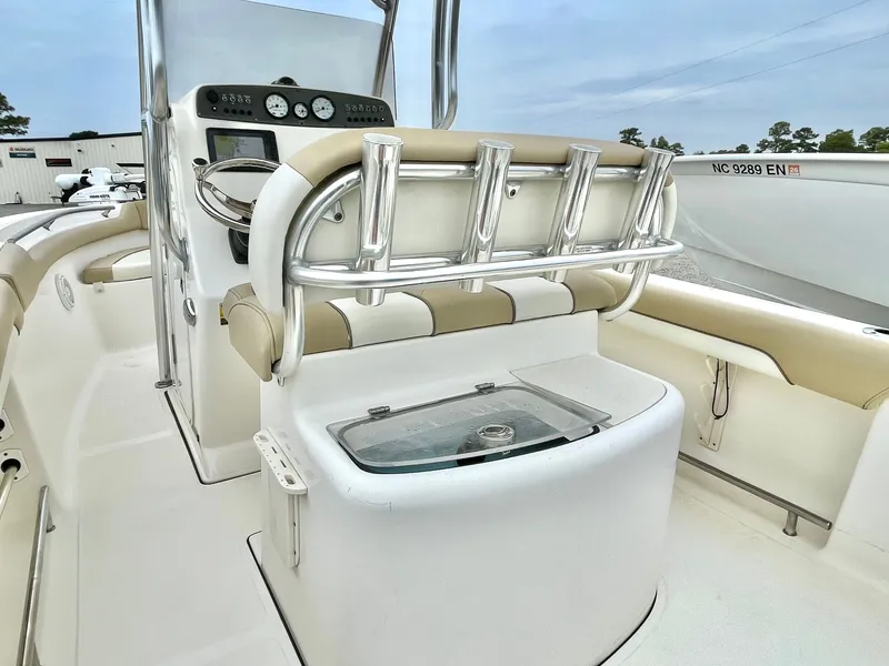 Slide: The Image of Interior view of a 2020 Pioneer 202 Sportfish boat. - 19