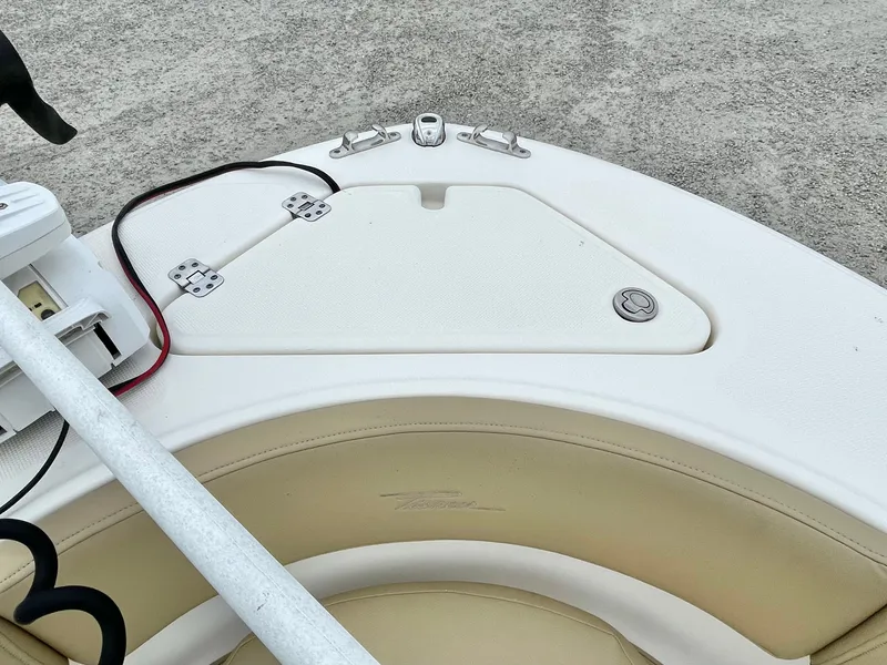 Slide: The Image of Pioneer 2020 202 Sportfish boat bow deck with storage compartment. - 25