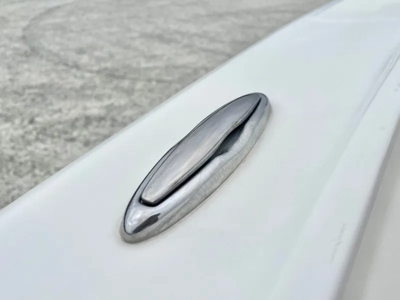 Slide: The Image of Close-up of stainless steel fitting on a Pioneer 202 Sportfish boat. - 33