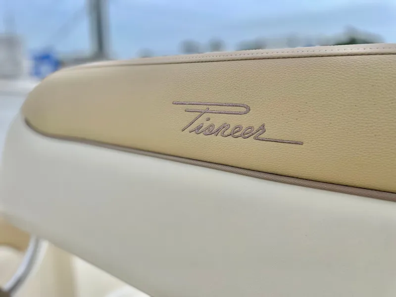 Slide: The Image of Close-up of Pioneer 202 Sportfish seat, 2020 model. - 34