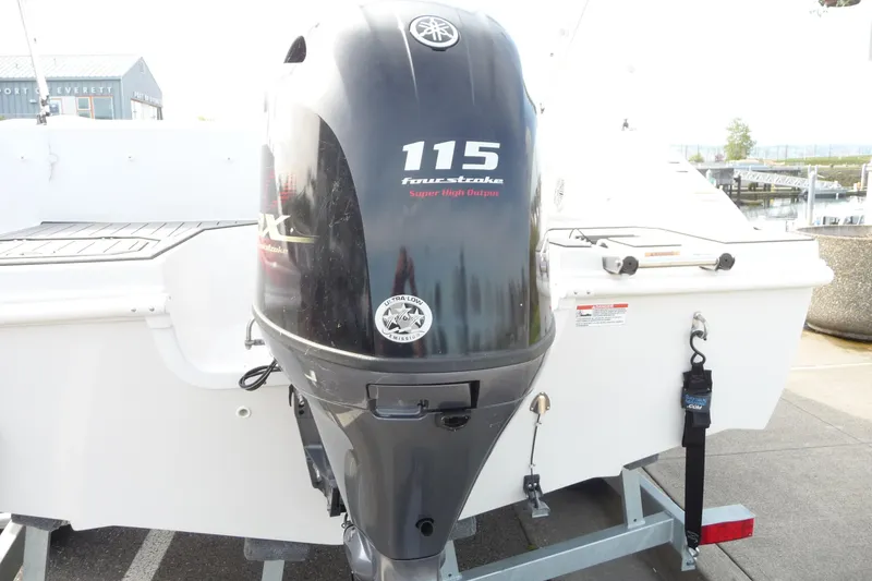 Slide: The Image of 2022 Starcraft SVX 171 OB boat with 115 horsepower four-stroke outboard engine. - 2