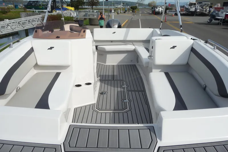 Slide: The Image of 2022 Starcraft SVX 171 OB boat interior with spacious seating and modern design. - 6