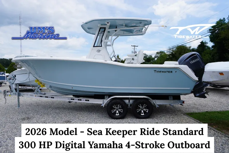 The Image of 2026 Tidewater 232 SS boat with Yamaha 300 HP outboard on trailer at Jim's Marine. - 0