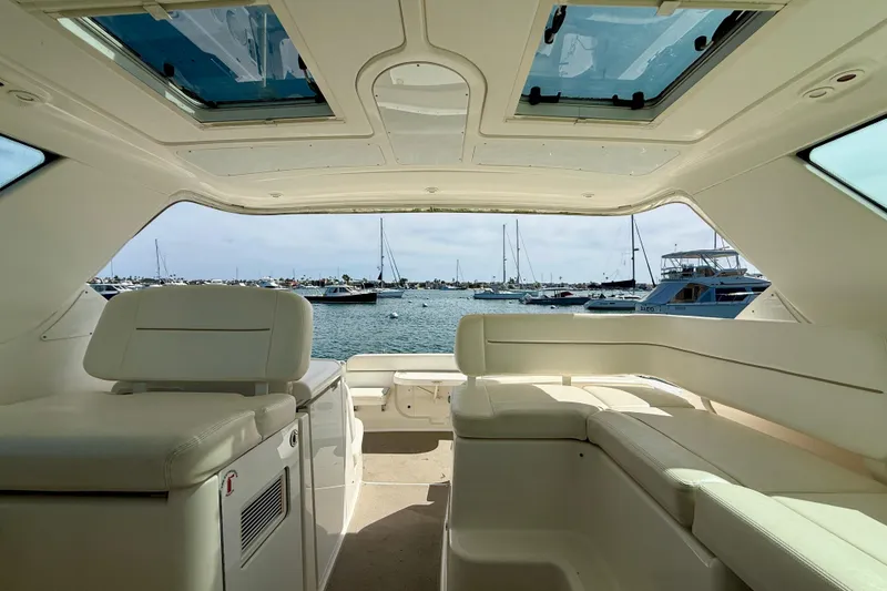 Slide: The Image of Interior view of 2006 Tiara Yachts 3600 Sovran with ocean and boats in background. - 36