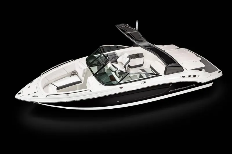 Slide: The Image of 2020 Chaparral 237 SSX boat interior with seating and control panel. - 16