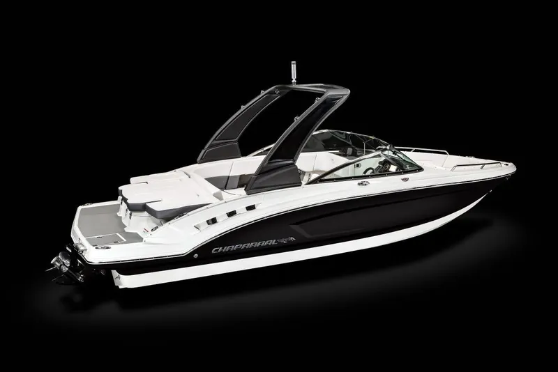 Slide: The Image of 2020 Chaparral 237 SSX boat with built-in cooler compartment on deck. - 17