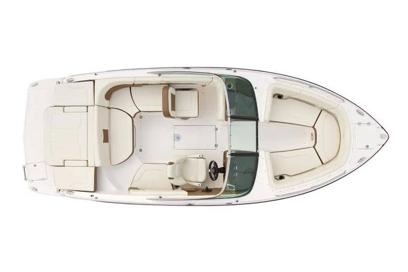 Slide: The Image of 2020 Chaparral 237 SSX boat dashboard with steering wheel and navigation display. - 20