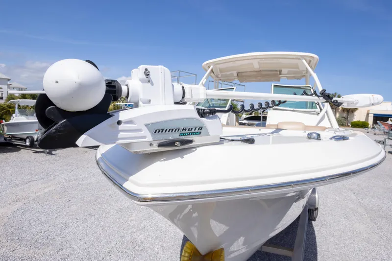 Slide: The Image of 2018 Sailfish 245 DC boat with Minn Kota trolling motor on display. - 15