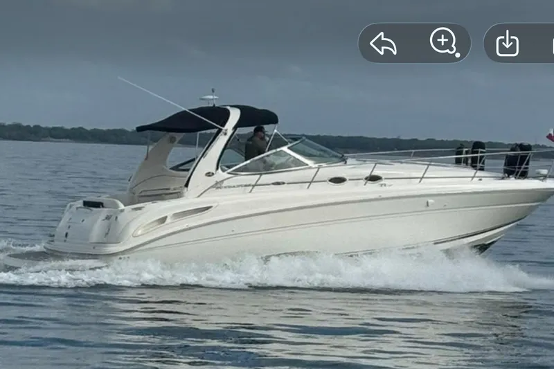 The Image of 2004 Sea Ray 360 Sundancer cruising on calm waters under a cloudy sky. - 0