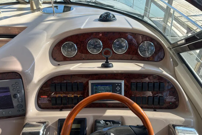 Slide: The Image of Bathroom interior of 2004 Sea Ray 360 Sundancer yacht with sink and mirror. - 28