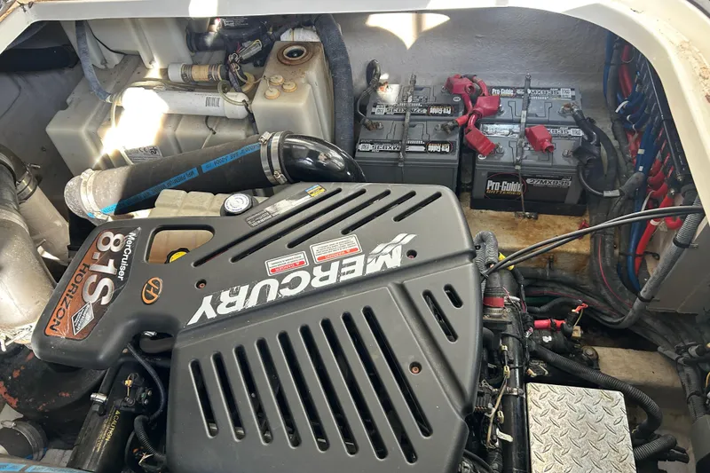 Slide: The Image of Engine compartment of a 2004 Sea Ray 360 Sundancer with Mercury 8.1S Horizon engine. - 32
