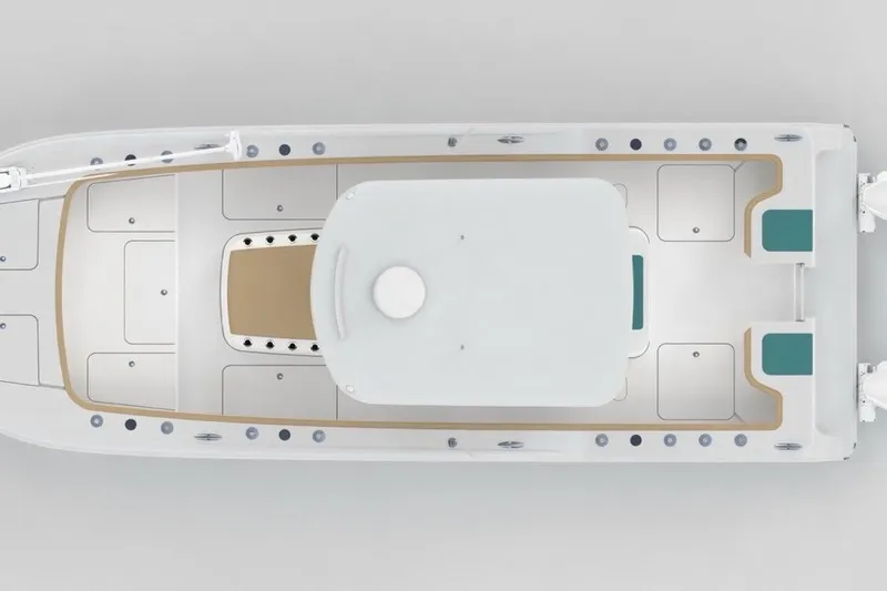 Slide: The Image of Top view of 2026 Tideline 280 Bluewater boat, showcasing spacious deck layout. - 4