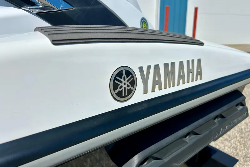Slide: The Image of Close-up of 2016 Yamaha FX Cruiser SHO logo on white surface. - 17