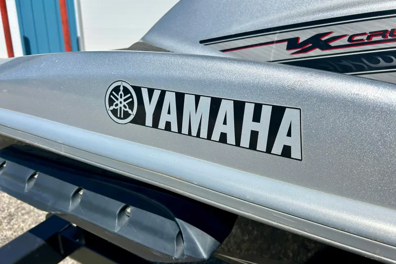 Slide: The Image of 2016 Yamaha FX Cruiser SHO, silver body with logo, close-up view. - 9