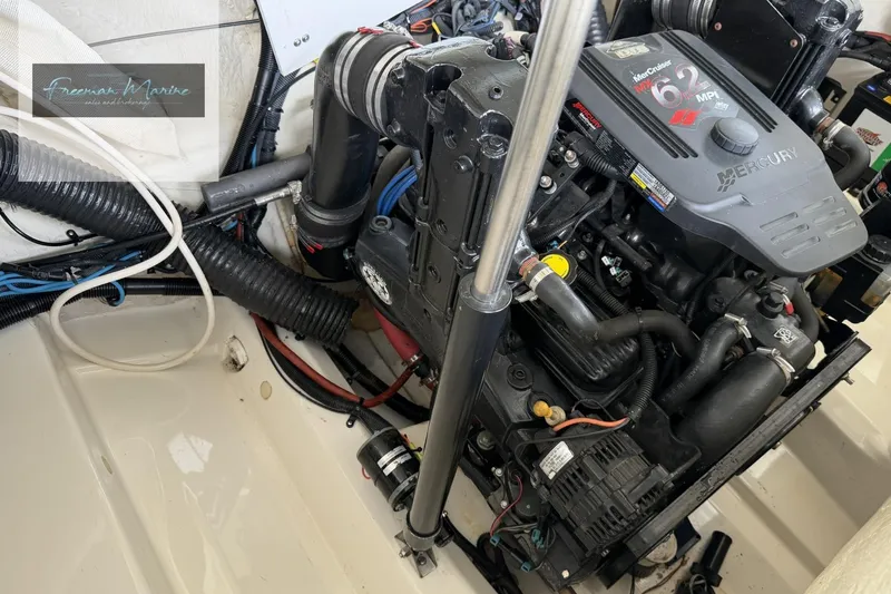 Slide: The Image of Engine compartment of a 2008 Sea Ray 270 SLX with Mercury MerCruiser 6.2 MPI engine. - 30