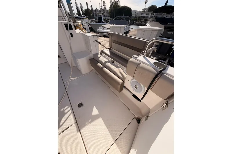 Slide: The Image of 2021 Cutwater C-32 CB boat with "AfishNado" name, docked in San Diego. - 19