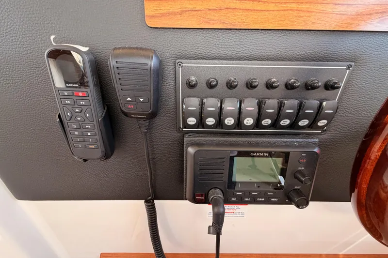 Slide: The Image of Interior of 2021 Cutwater C-32 CB boat with seating and window view. - 52