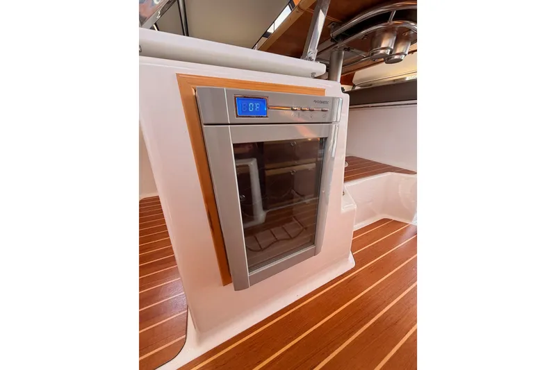 Slide: The Image of 2021 Cutwater C-32 CB boat bathroom with modern sink and mirror. - 71