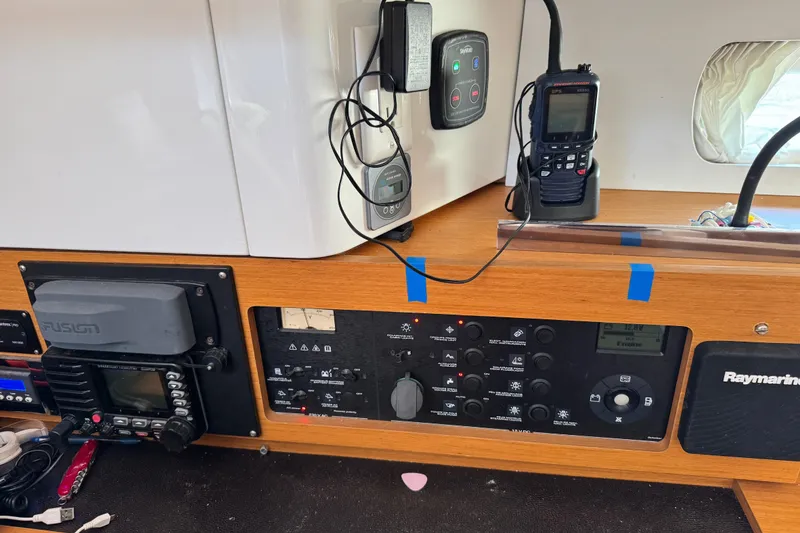 Slide: The Image of Control panel of a 2020 Jeanneau Sun Odyssey 44 DS sailboat with navigation equipment. - 17