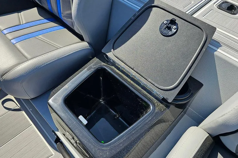 Slide: The Image of 2026 G3 Sportsman 1810 SE boat interior with open storage compartment. - 15