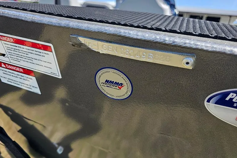 Slide: The Image of 2026 G3 Sportsman 1710 boat with safety and certification labels. - 24