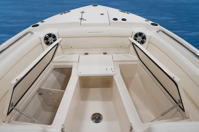 Slide: The Image of Manufacturer Provided Image: 2023 Grady-White Freedom 285 boat interior with open storage compartments. - 7