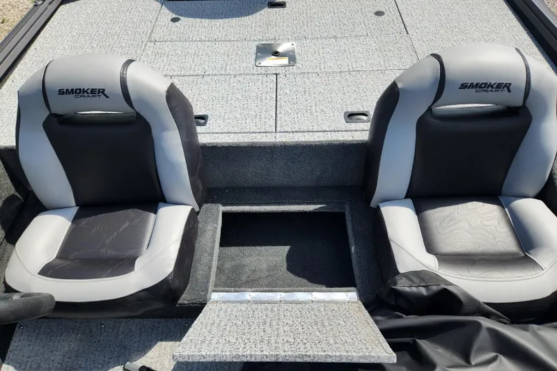 Slide: The Image of 2026 Smoker Craft Viper XR 175 Pro boat interior with two cushioned seats. - 21