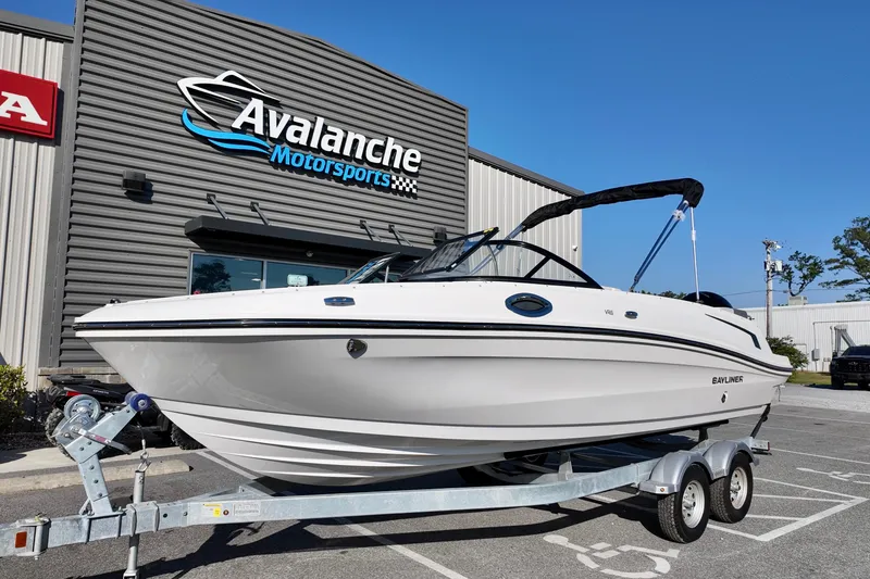 Slide: The Image of 2026 Bayliner VR6 Bowrider OB on trailer at Avalanche Motorsports dealership. - 12