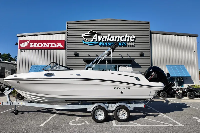 The Image of 2026 Bayliner VR6 Bowrider OB on trailer at Avalanche Motorsports dealership. - 6