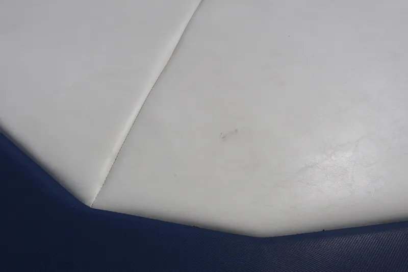 Slide: The Image of White and blue upholstery detail on 2018 Larson LX 195 I/O boat. - 33
