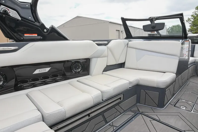 Slide: The Image of Luxurious interior of 2024 Supreme S220 boat with sleek seating and modern design. - 35