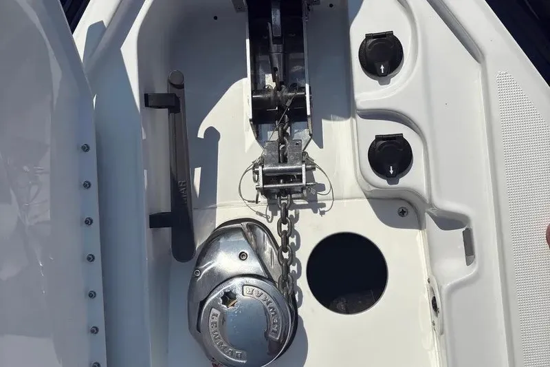 Slide: The Image of Anchor compartment of 2015 Formula 350 Crossover Bowrider with chain and winch. - 46