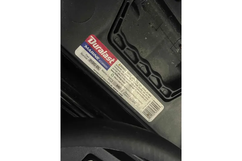 Slide: The Image of Duralast marine battery in a 1989 Sea Ray 380 Aft Cabin boat. - 27